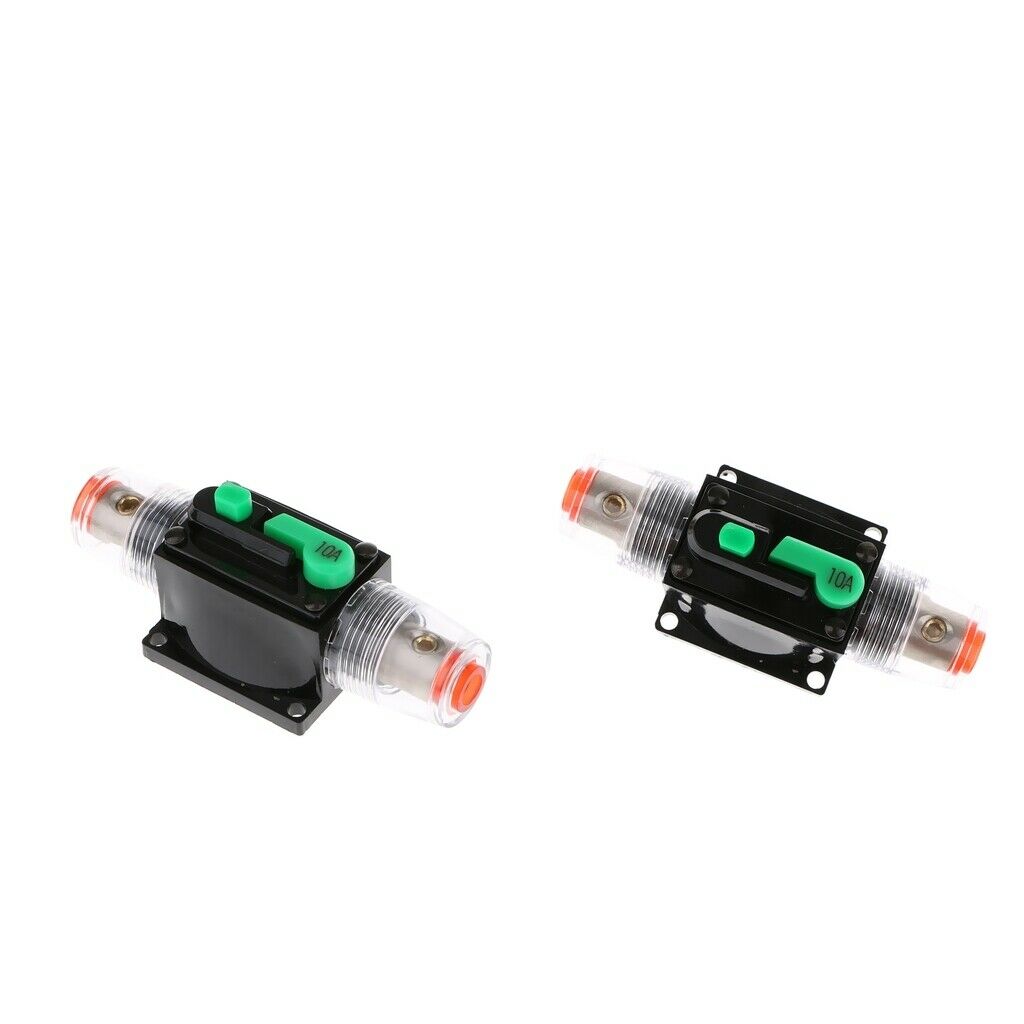 2Pcs 10Amp Inline Circuit Breaker Stereo Audio Car RV Fuse Holder 12 32V
