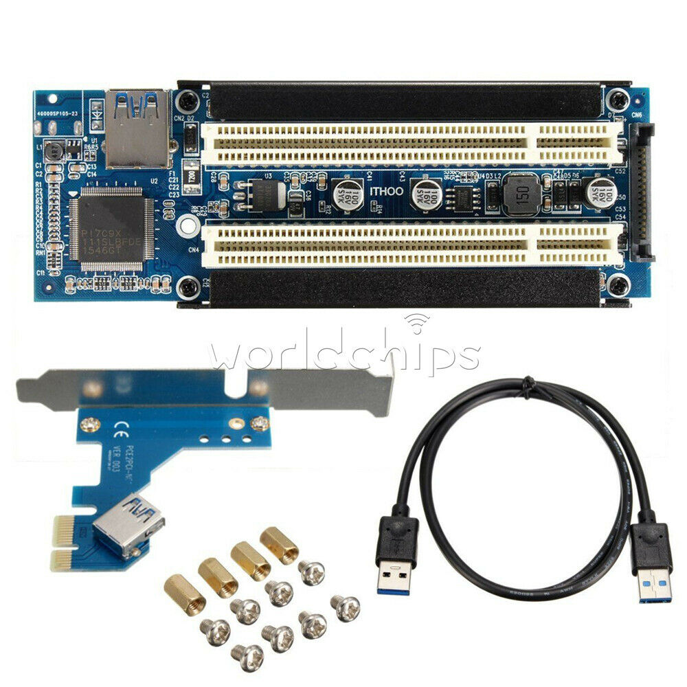 2.6 FT PCI-E Express X1 to Dual PCI Riser Extend Adapter Card With USB 3.0 Cable