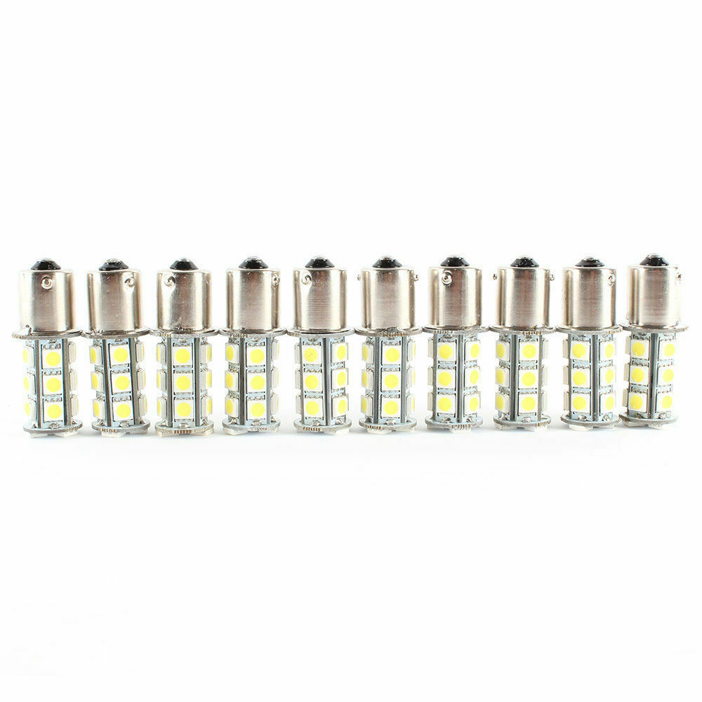 10x Warm White 1156 BA15S Trailer Interior 12V LED Lights Bulbs 18 SMD 5050