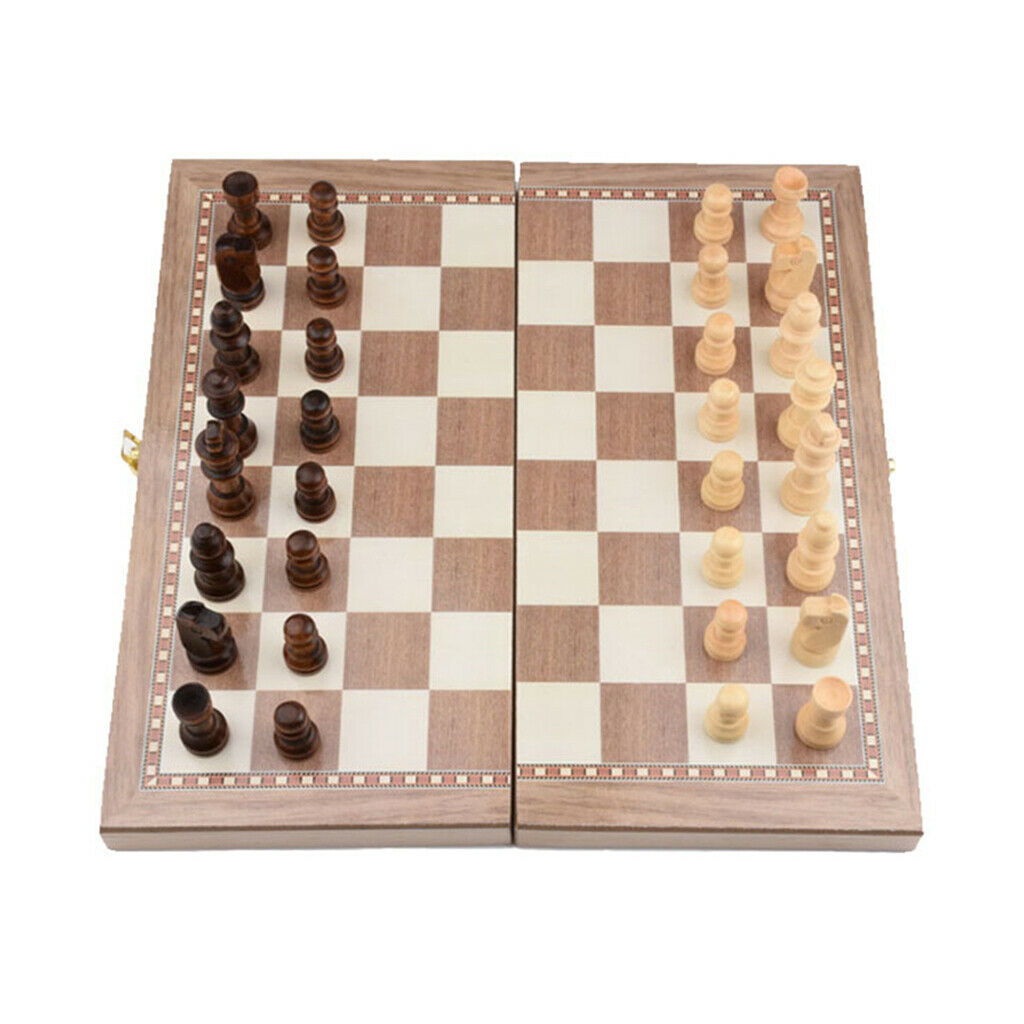 Competitive 3-in-1 Wooden Carved Chess Set Gobang Board Games 11.6x11.6 Inch