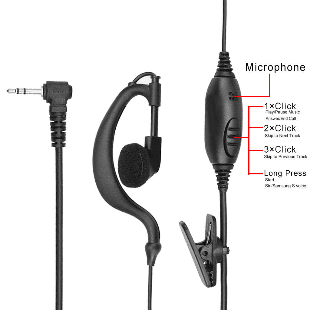 Walkie Talkie Earpiece, 2.5mm 1-Pin Classic Walkie Talkie Headset with PTT Mic,