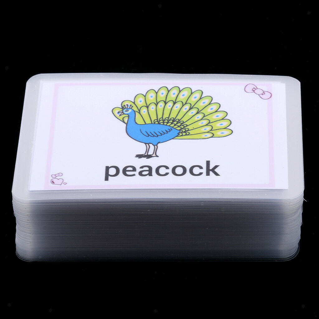 80 Pieces Animal Cognitive Flash Cards Kids Educational Sight Word Flashcard