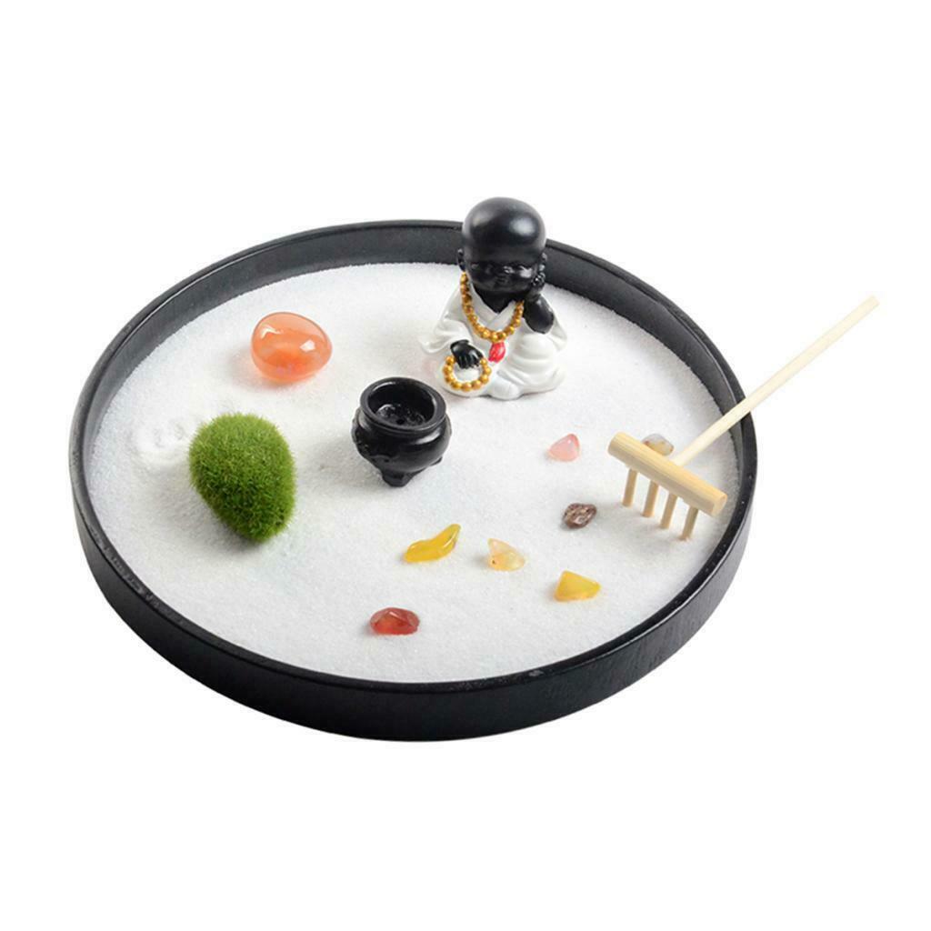 Round Mini Zen Garden Hanging Ornaments Desk Meditation Sandbox Dia 8.2"