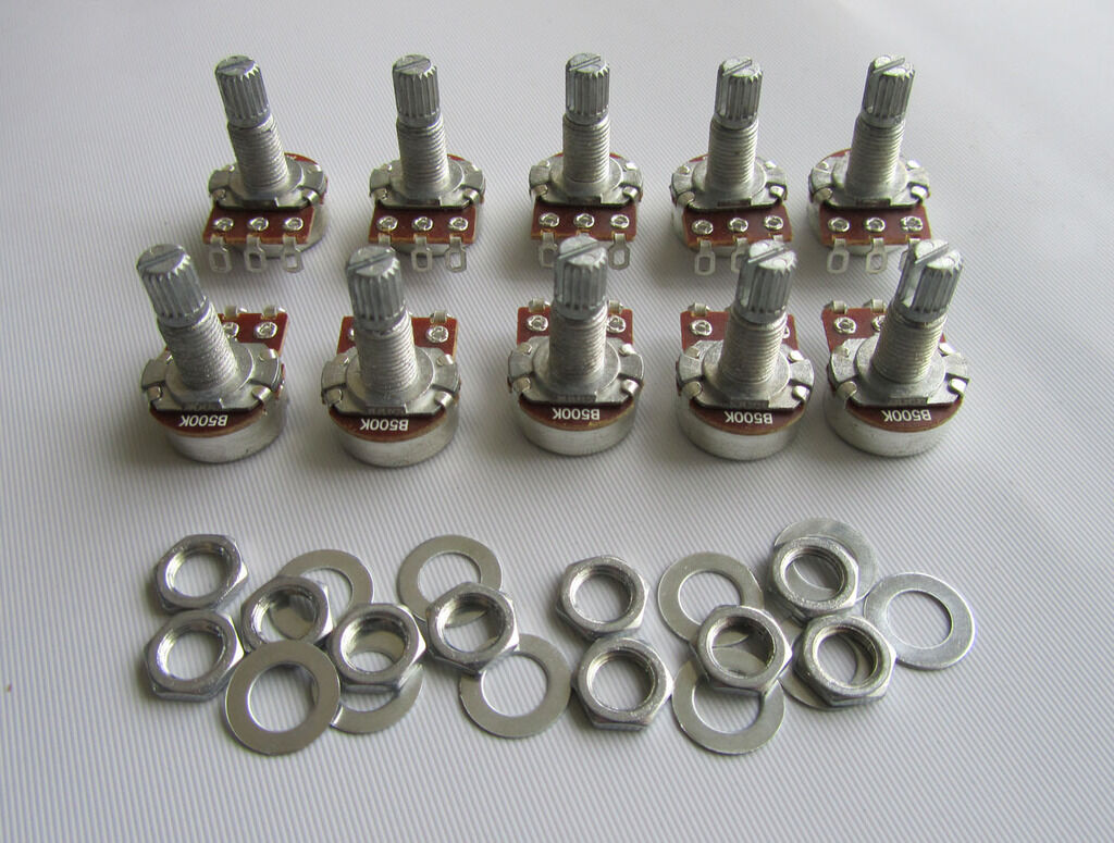 10x B500K Linear Guitar Mini Pots Long Split Shaft 500K Guitar Potentiometers