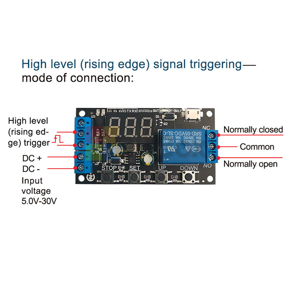 Digital LED Cycle Timer Delay Relay Switch  Time Relay Module DC 5V/12V/24V