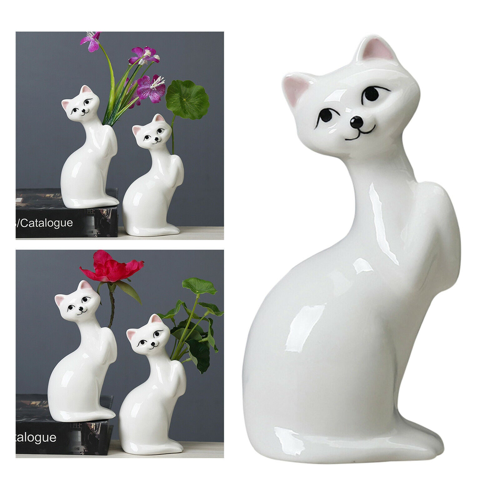 Cute Cat Ceramic Planting Flower Pots Potted Vase for Home Garden Decoration