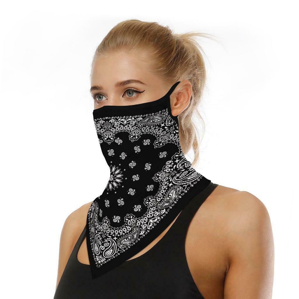 2 Pcs Bandana Face Balaclava Neckerchief Ear Hanging UV Sun Gaiter Headwear