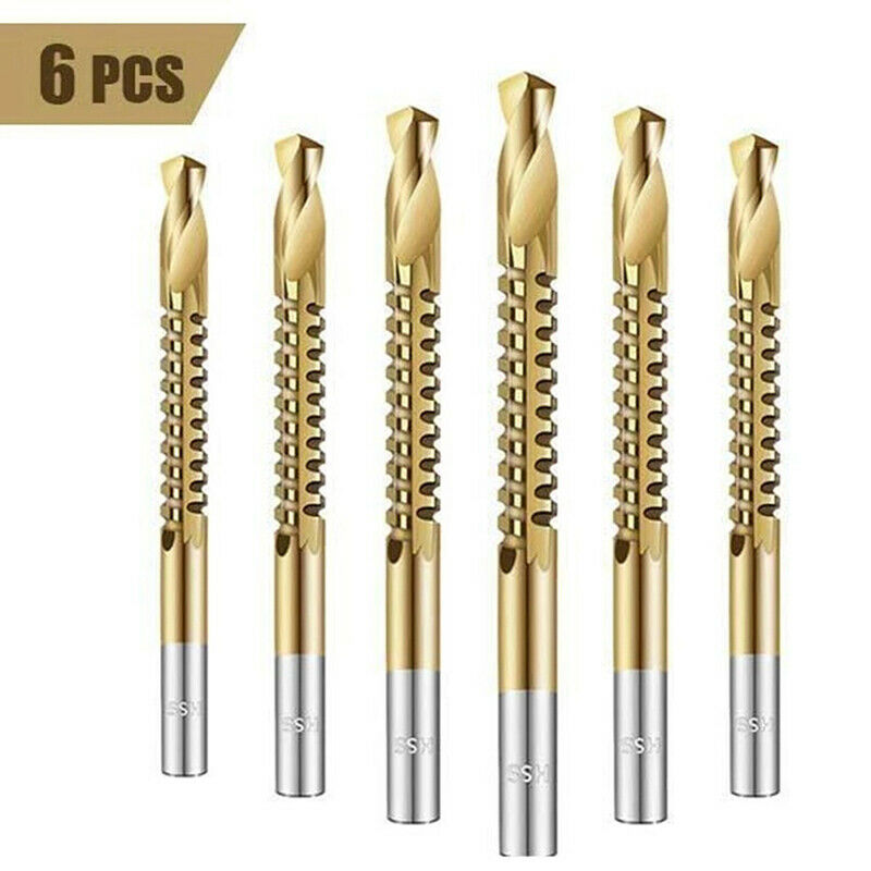 6pcs Drill Bits High Speed Steel Thread Spiral Screw Metric Composite Tap Dri TL