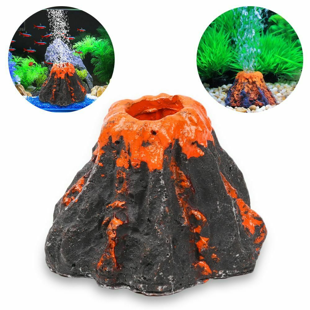 Fish Tank Ornament Decorations Air Bubble Stone Oxygen Pump Volcano Shape