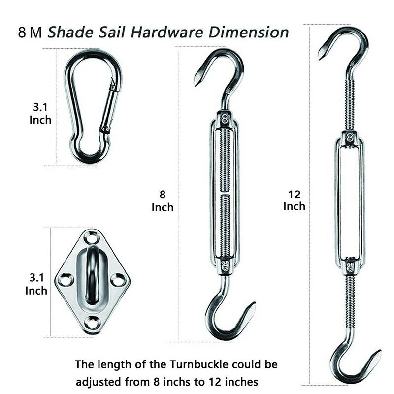 Shade Sail Hardware Kit 8 Inches Stainless Steel for Triple-cornered Heavy DutB1