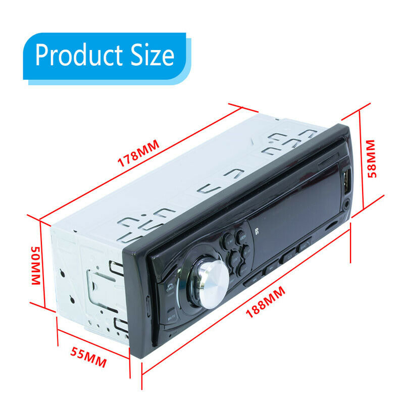 12V Car 1 Din Bluetooth Hands-free MP3 Player Card U Disk FM Radio Audio USB 2.0