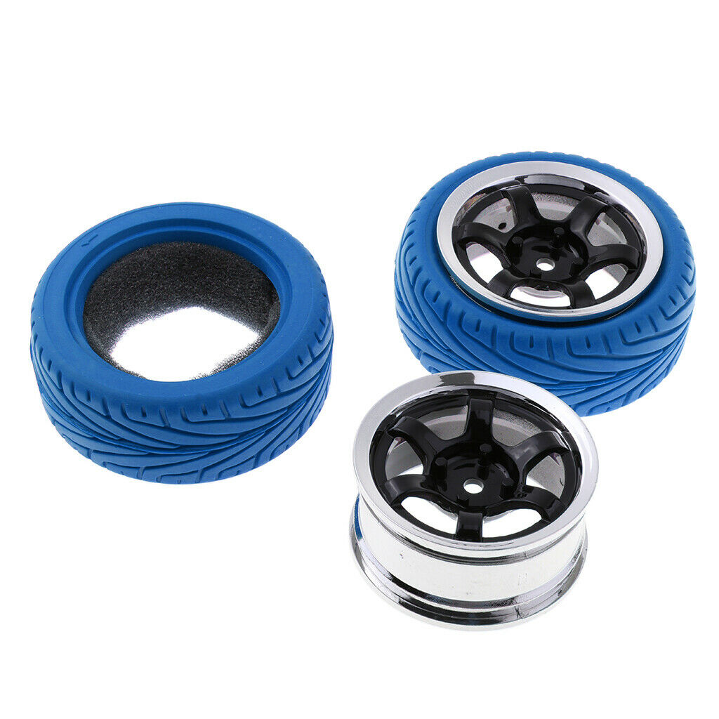 4pcs RC Vehicle Wheels Tires Rims Set 12mm Hex for 1/10 On Road Car HSP Blue