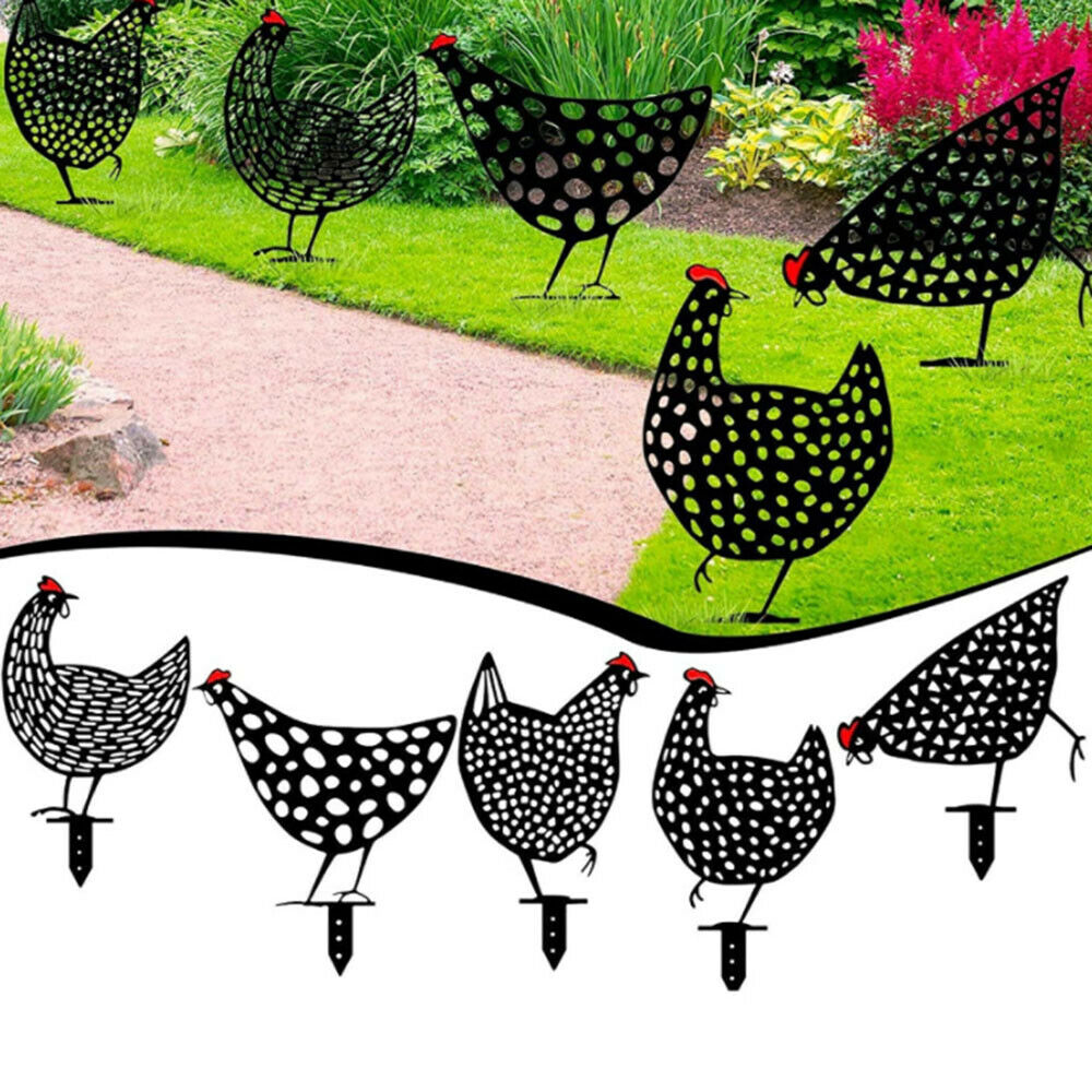 Garden Outdoor Decorative Chicken Ornaments Yard Art Backyard Lawn Stakes Decor