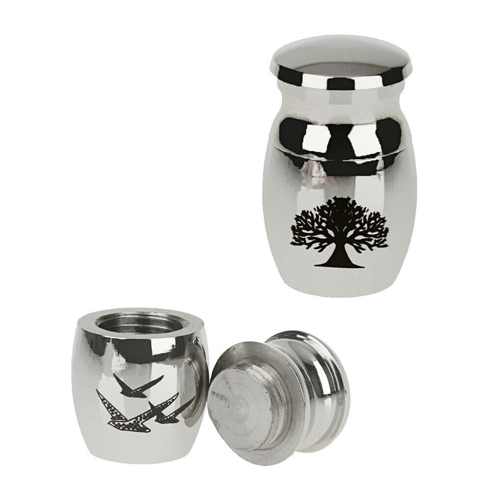 4pcs Pigeon Tree Of Life Pattern Stainless Steel Cremation Urn Ash Memorial