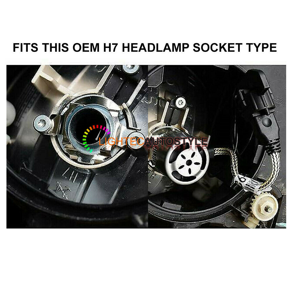 2 H7 LED ADAPTER HOLDER RETAINER HEADLIGHT BULB MERCEDES FORD AUDI VW TWIST CLIP