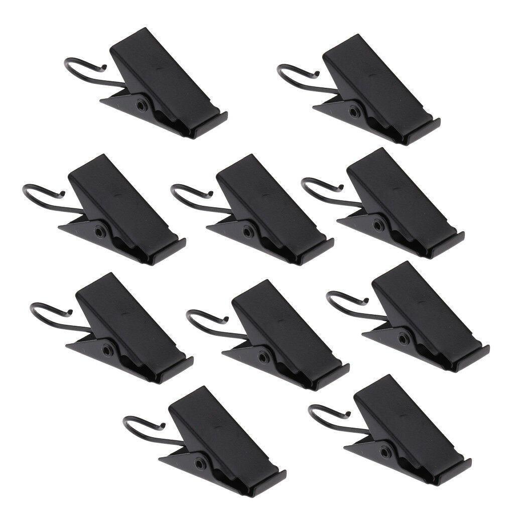 10Pcs Metal Curtain Clip w/ Hook Hanger for Blinds Drape Valance 38mm Black