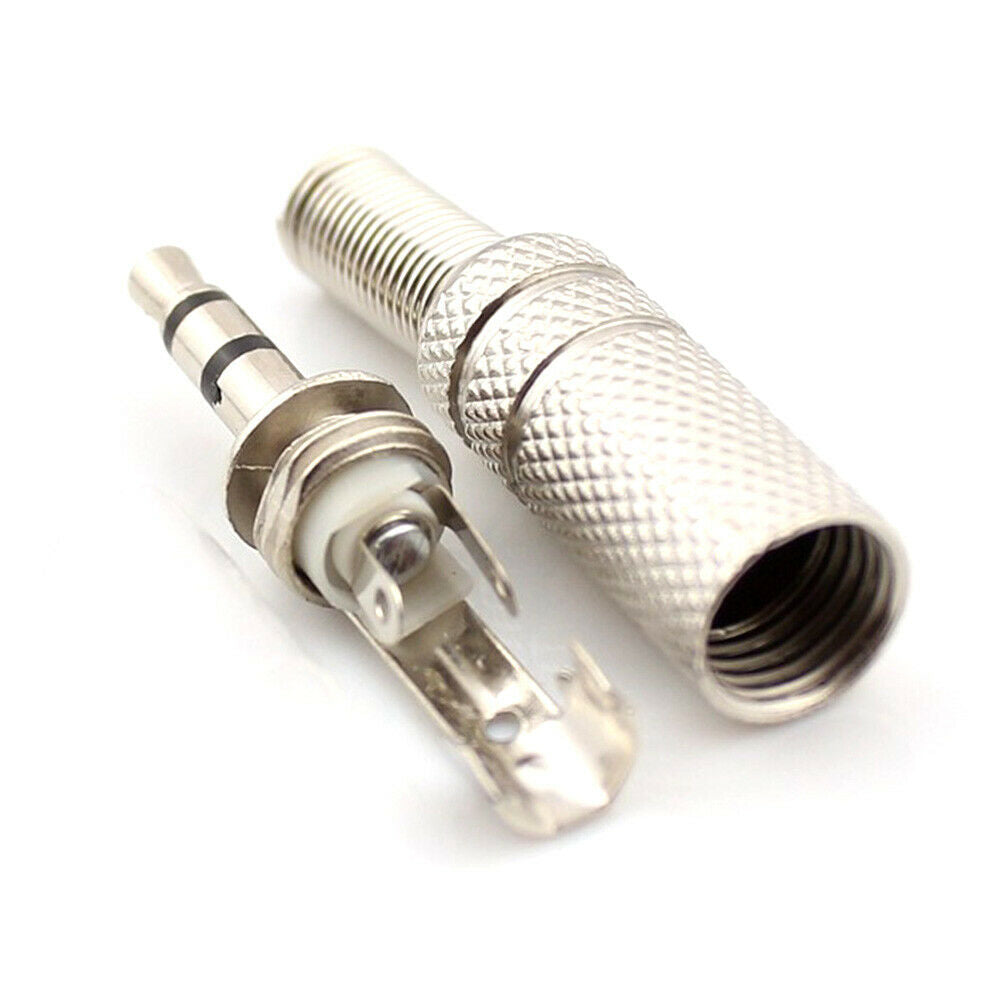 5PCS Plug Connector 3.5mm 3-Pole With Soldering Wire Terminals Stereo Metal
