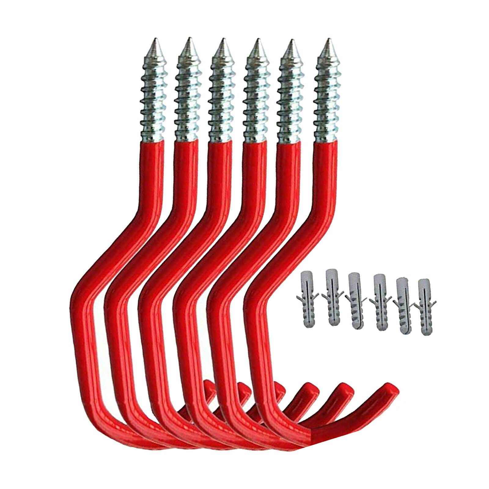 6 Pack of Wall Bike Hooks Ceiling Hanger Garage Shovel Broom Organisers 6 inch