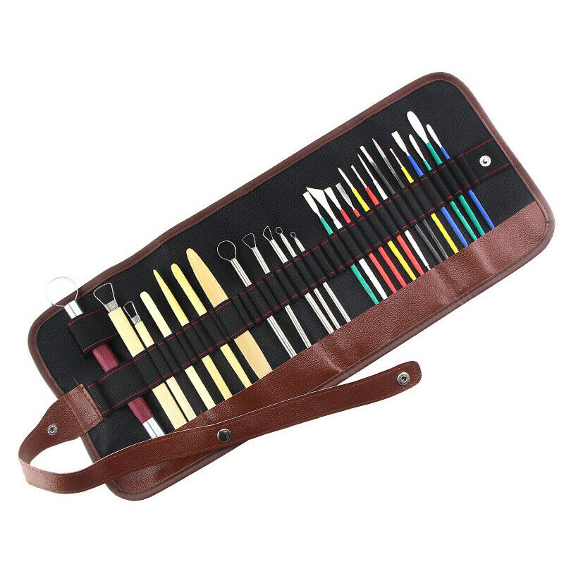 26pcs Clay Sculpting Pottery Carving Tool Set w/ Bag Modelling Sculpture Crafts