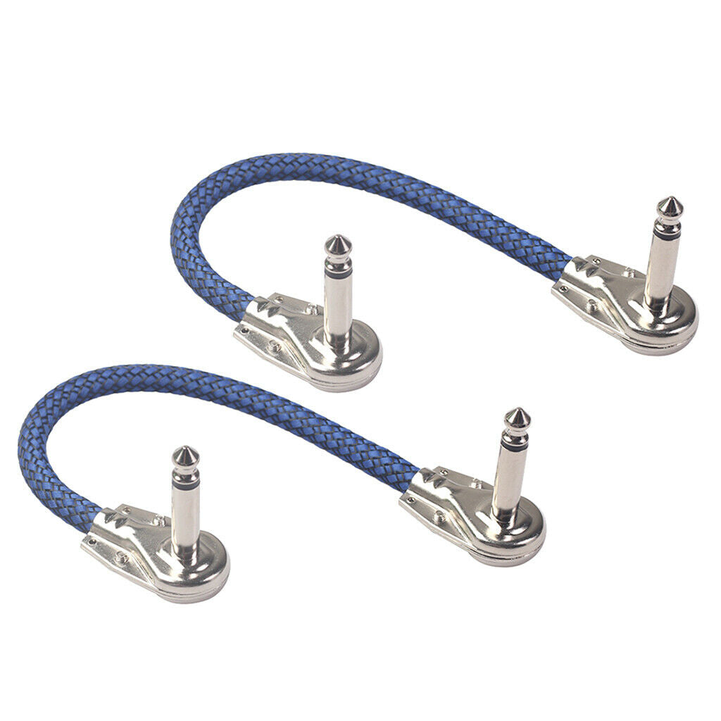 Guitar Pedal Cable M to M Right Angle 20cm 6.35mm Cables for Effect Blue