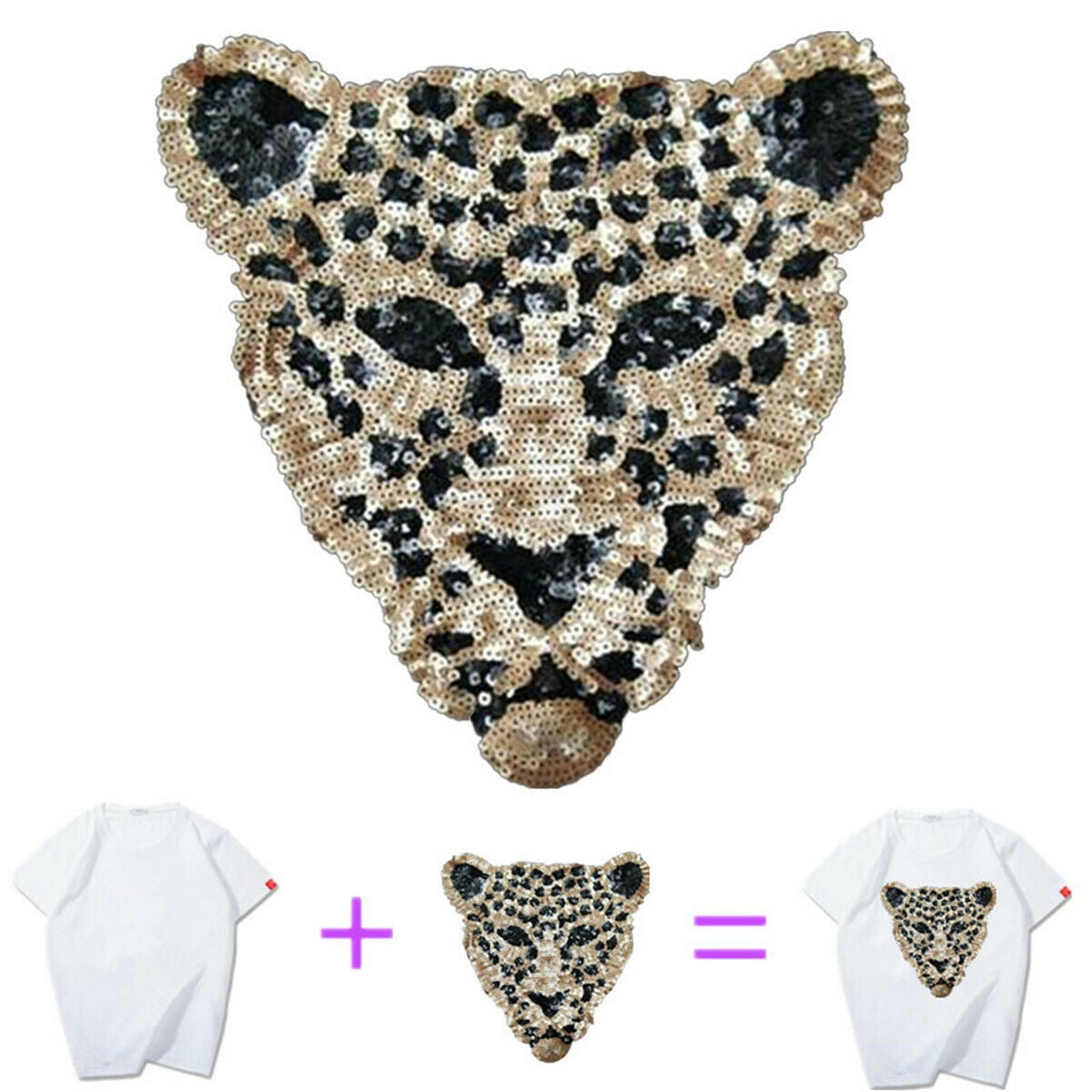 Sequins Patch Leopard Head Diy Clothes Patches For Clothing Sew-on Embroidered