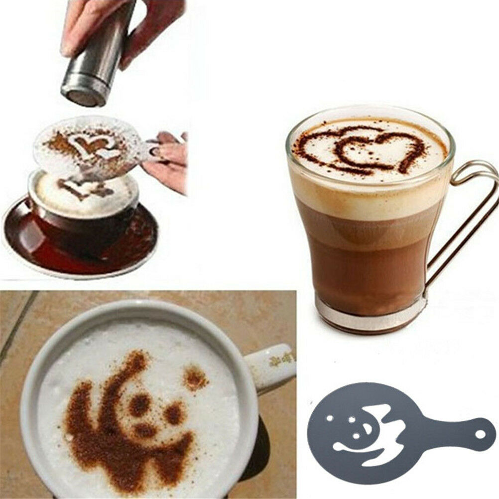 Excellent 16X Coffee Latte Mold Cappuccino Cake Cookie Stencil Template De.l8