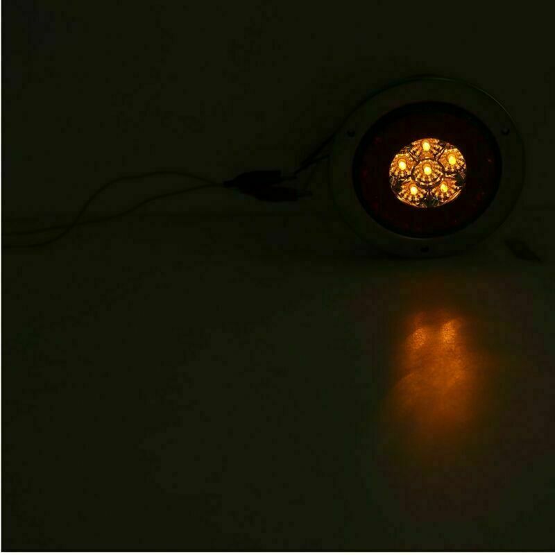 4X 4inch Tail Light Round Red Amber Truck RV Trailer Stop Brake Turn Signal Lamp
