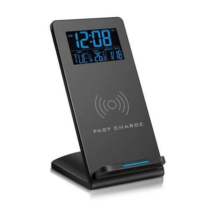 3-in-1 Wireless Charger Desktop Stand Pad with Digital Clock Time TemperaturBDA