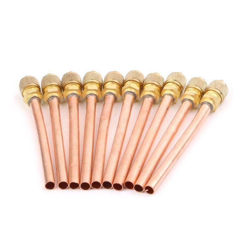 10x Air Conditioner Refrigeration Access Valves 6mm OD Copper Tube Filling Part