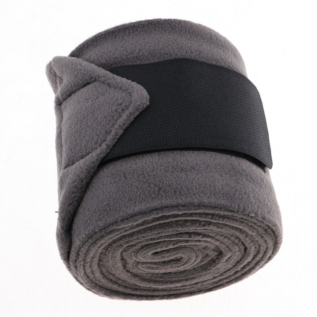 Horse Grooming Care Set Of 4 Fleece  Leg Wraps Equestrian Equip Supplies - Gray