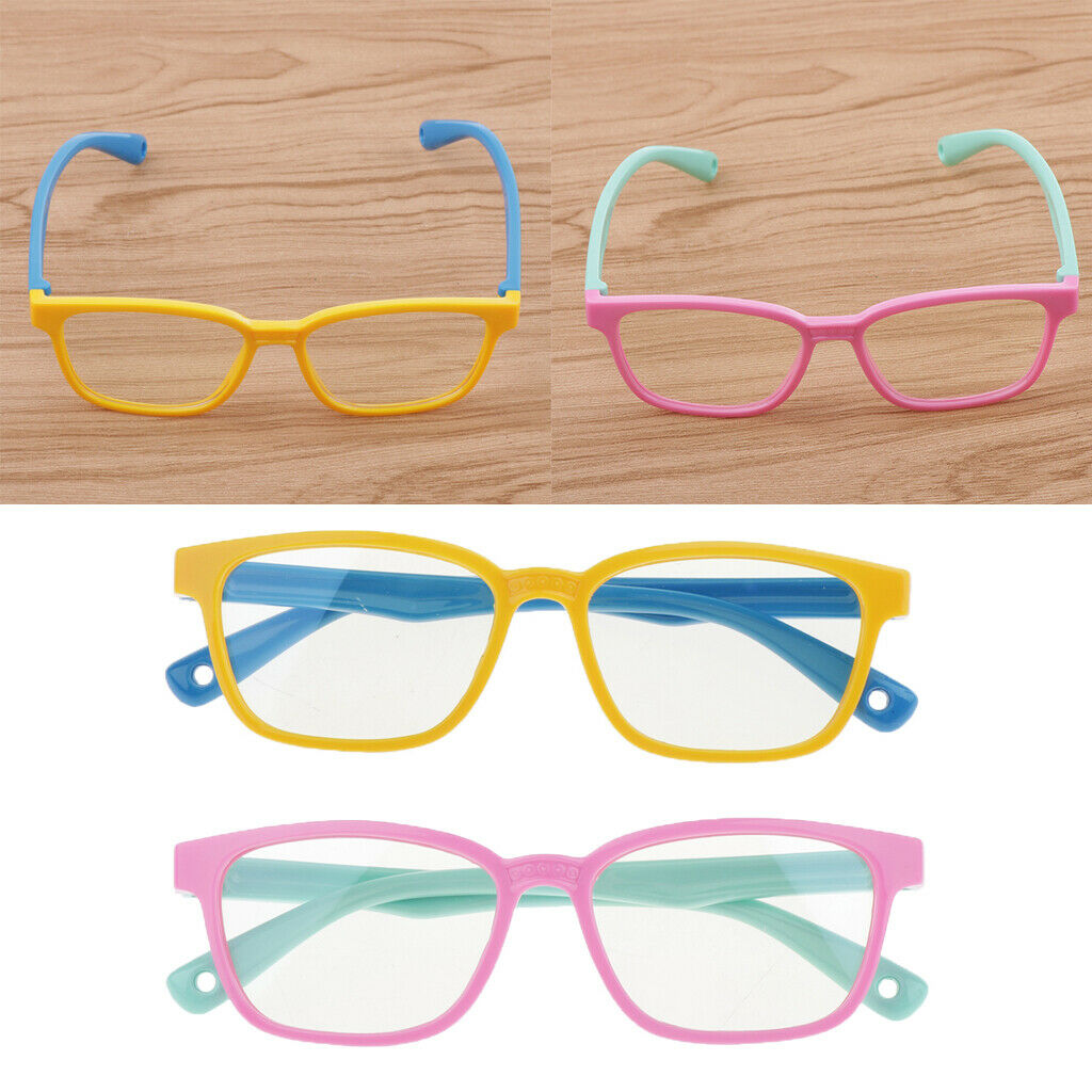 2x Kids Eyeglasses Blue Light-blocking Goggle Bendable Frame Glasses for