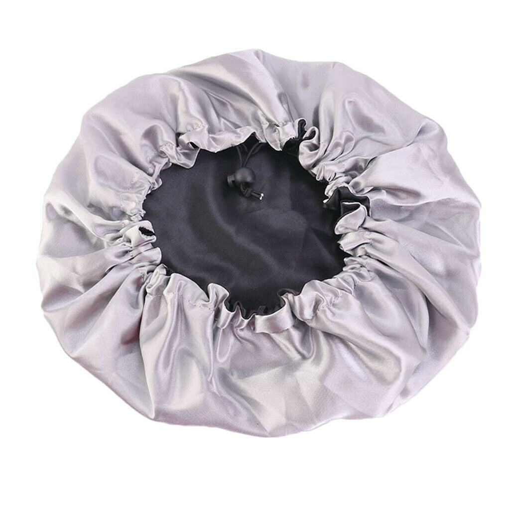 Womens Reversible Satin Silk Bonnet Hat Head Wraps Night Sleep Hat   Black