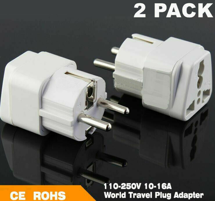 2Pc Universal 16A Europe Power Adapter Converter Wall Plug Socket AU UK US to EU
