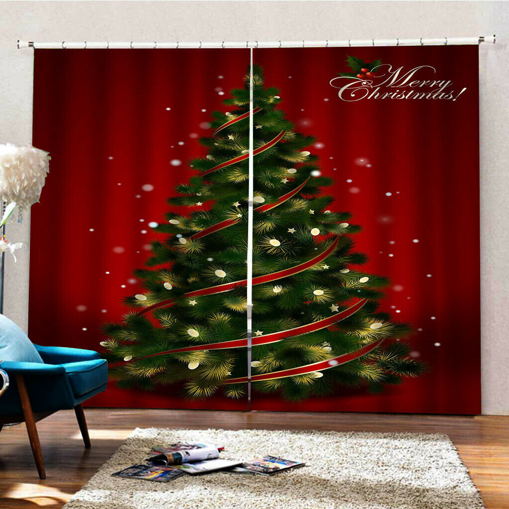 40x55" Christmas Curtains Children Room Window Waterproof 2Panels Drapes