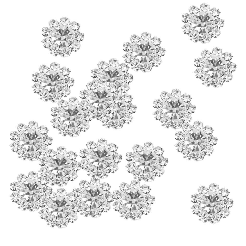 20x Crystal Rhinestone Floral Buttons Flatback Embellishments DIY Crafts 12mm