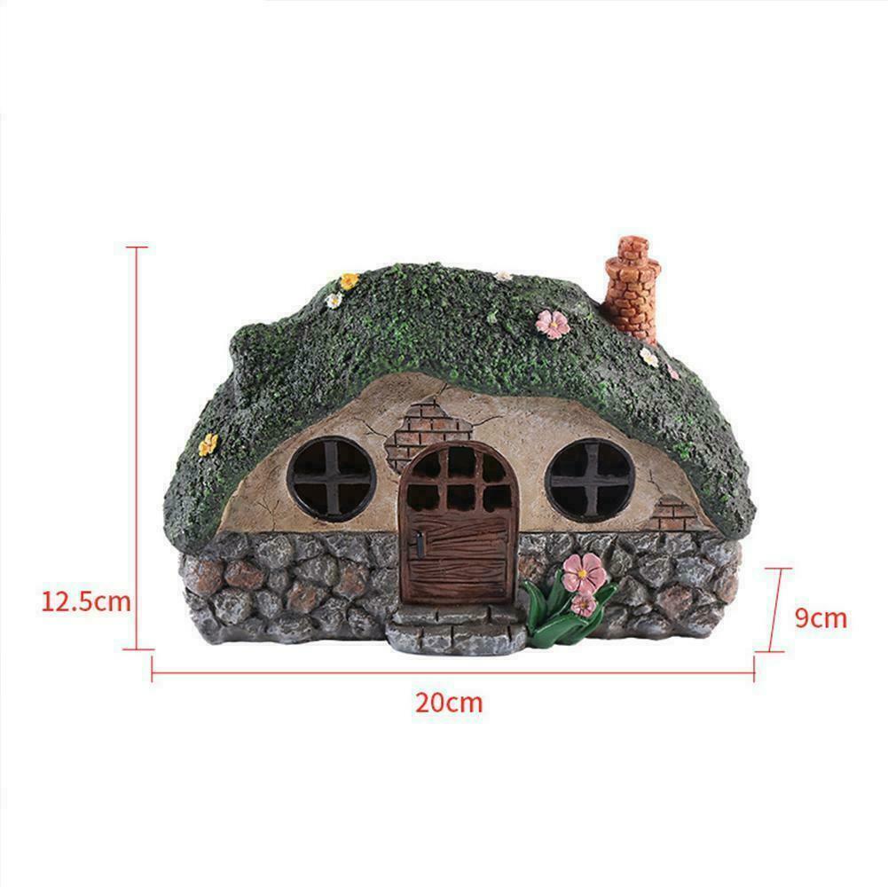 Solar Powered LED Lawn Yard Light Decor Fairy House Statue Outdoor Garden Decor