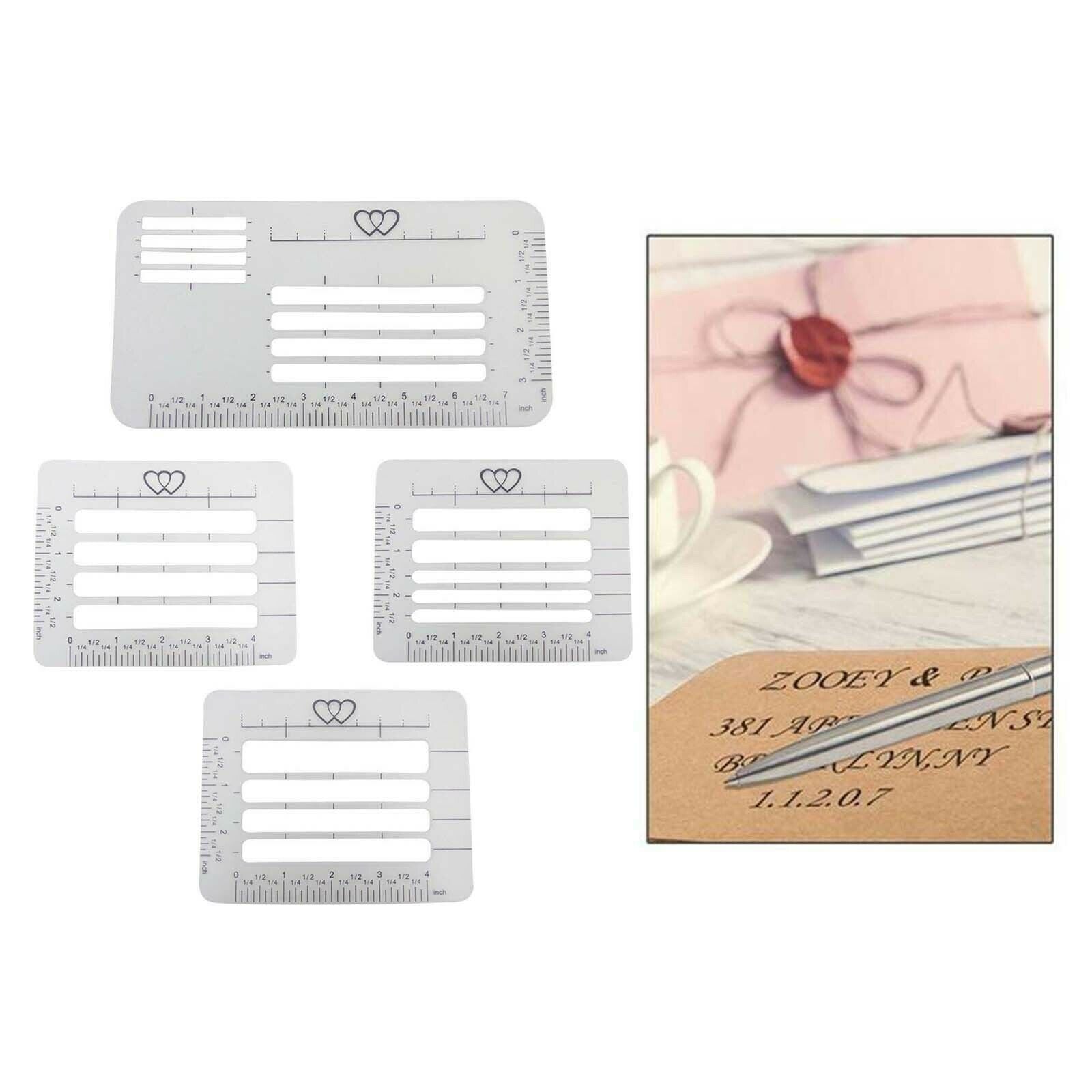 4pcs Envelope Address Guide Stencils Lettering Straight Template
