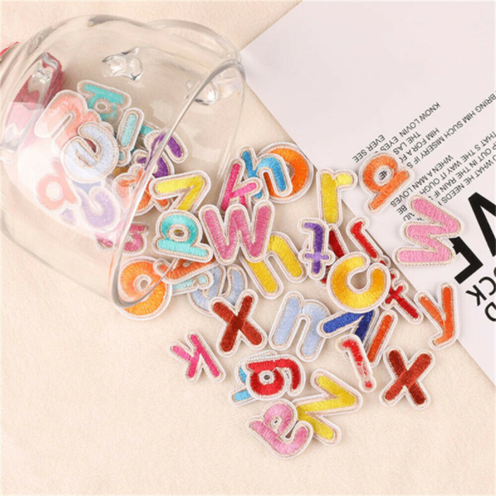 26 Mix Lot Sew On Patches Fabric Letters For Crafts Art Decors Alphabet A to Z