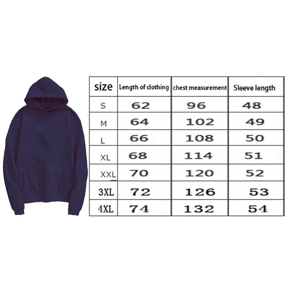 Womens Mens Hooded Fleece Sweatshirt Casual Basic Pullover Sweatshirt 4XL