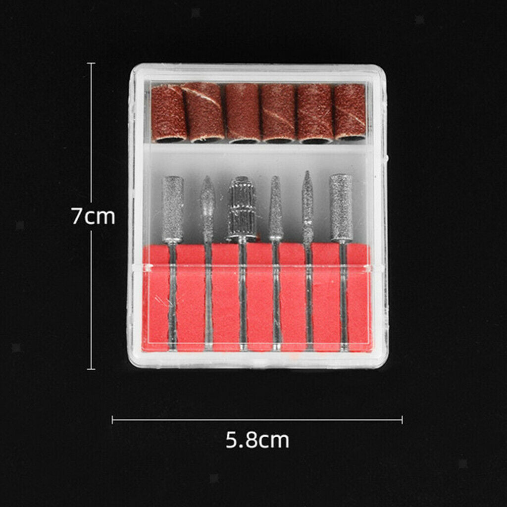 12x Electric Manicure Nail Art Drill Bits Acrylic Sanding Bands Mandrel Bit