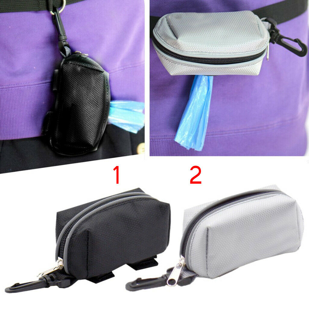 Hands Free Large Poop Bag Dispenser with Zippered, Carabiner Hook and Belt for