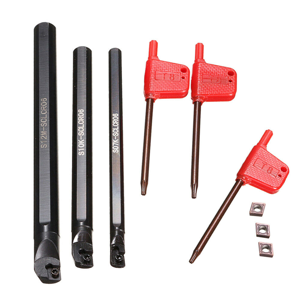 S07K+S10K+S12M-SCLCR06 Holder Kit + CCMT060204-HM Inserts Blades + T8 Wrench