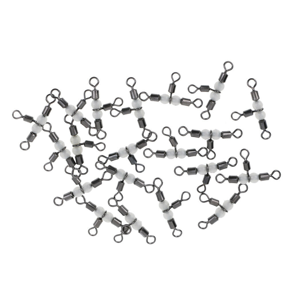 40 Pieces Stainless Steel 3 Way Swivels T Shape Barrel Swivels 23mm 28mm