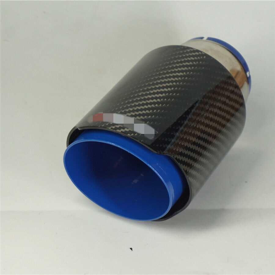 Inlet 63mm Outlet 89mm Carbon Fiber Sport Style Glossy Blue Car Exhaust Muffler