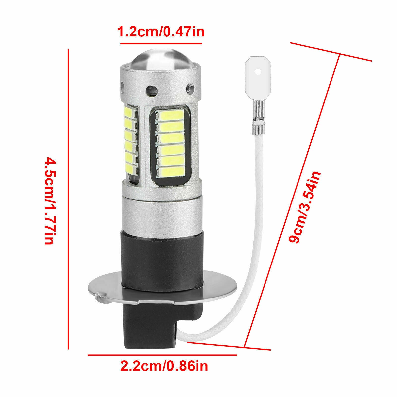 2x H3 LED Fog Driving Light Bulbs Conversion Kit Super Bright 6000K White