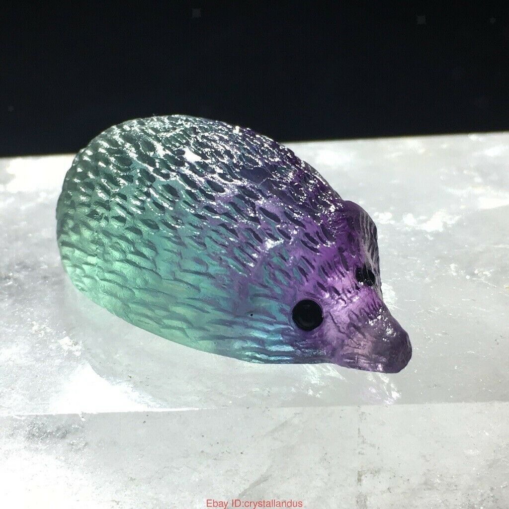 Crystal Carved Rainbow Hedgehog Stone Indoor Home Crafts Decor Collectibles