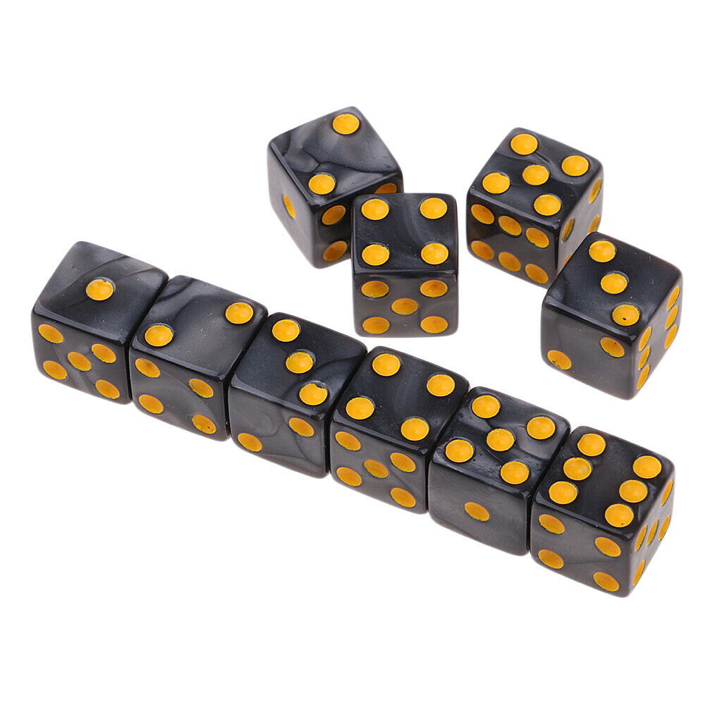 10Pcs Gray Square Six Sided D6 Dice Toys Dotted for MTG TRPG DND Play Gift