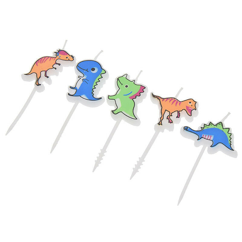 5x Dinosaur Birthday Candles Party Cake Topper Cartoon Cute Animal Home Supplies