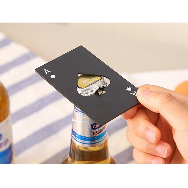 Beer Bottle Opener Black Poker Card Personalized Stainless Steel of Spades BBDA