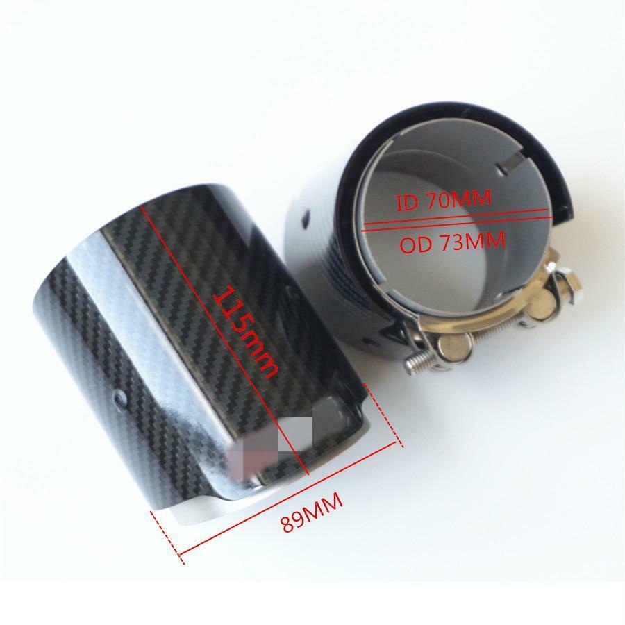 Glossy Carbon Fiber Car Exhaust Tips Muffler Inlet 2.8" Outlet 3.5" Universal 1x